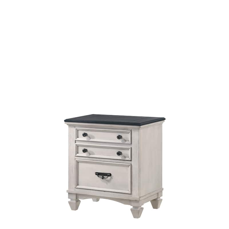 Beautiful Two-Tone 1-Pc Nightstand End Table Two Storage Drawers Bedroom Furniture