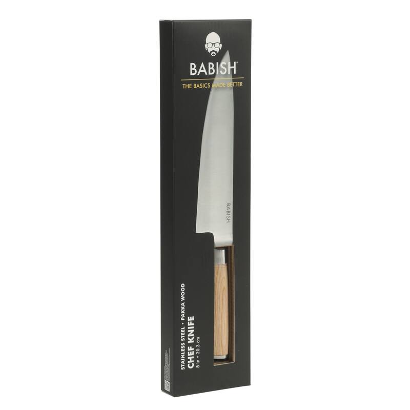Babish High Carbon 1.4116 German Steel Full Tang 8-Inch Chef Knife - for Chopping, Slicing, Dicing & Everyday Prep
