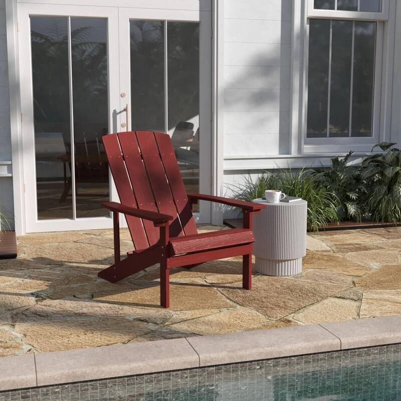 Outdoor All-Weather Poly Resin Wood Adirondack Chair - Red