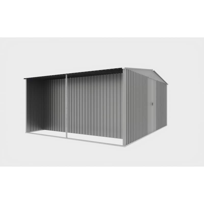 GDFStudio - Olivia Bennett Dual- Metal Outdoor Storage and Firewood Shed with Apex Roof Design