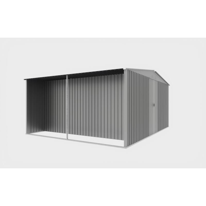 Outdoor Apex Roof Metal Storage Shed Firewood Shed with Integrated Punched Vents Garden Shed Tool Shed for Backyard
