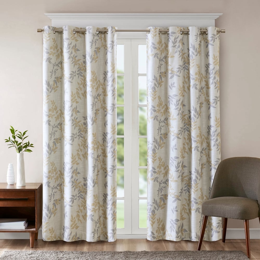 SunSmart April SIngle Printed Botanical Blackout Curtain Panel