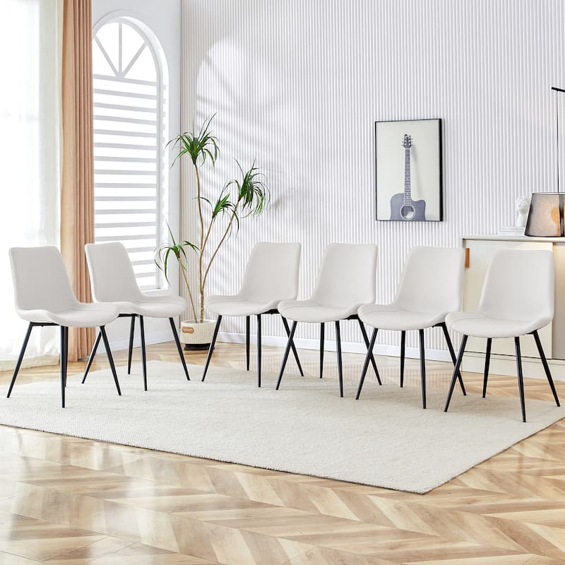 Artificial Leather Dining Chair - Set of 6 - White