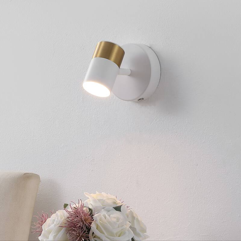 6" 1-Light LED Rechargeable Spotlight, by JONATHAN Y - N/A - White/Brass Gold