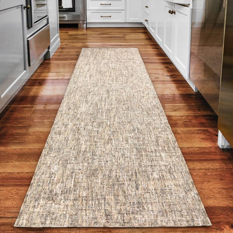 Addison Winslow Active Solid Wool and Viscose Area Rug - 2'3" x 7'6" - Grey/Beige/Ivory