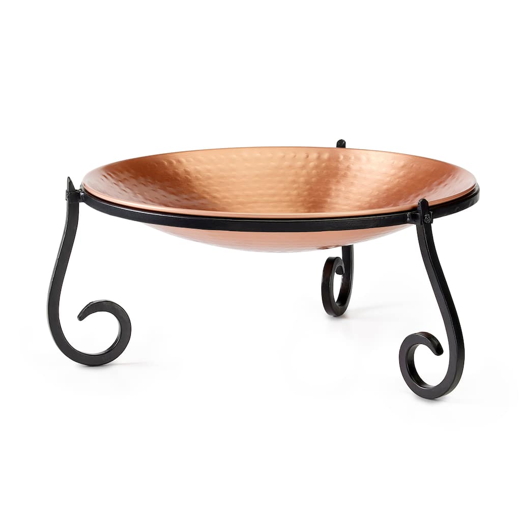 13.5" Freestanding Copper Birdbath with Stand