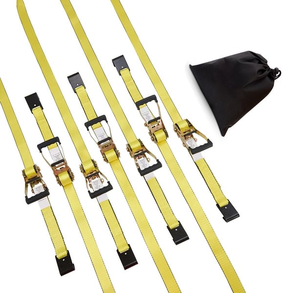 Ratchet Tie Down Straps – 4-Pack, 8 Ft X 1 Inch, 250kg Capacity, Heavy-Duty Tensioning Belts For Motorcycles, Trailers & Cargo (Green)