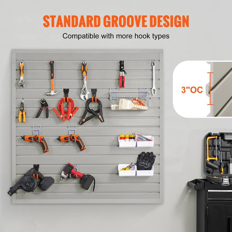 Heavy Duty Garage Slat Wall Organizer Panels with Universal Groove Design