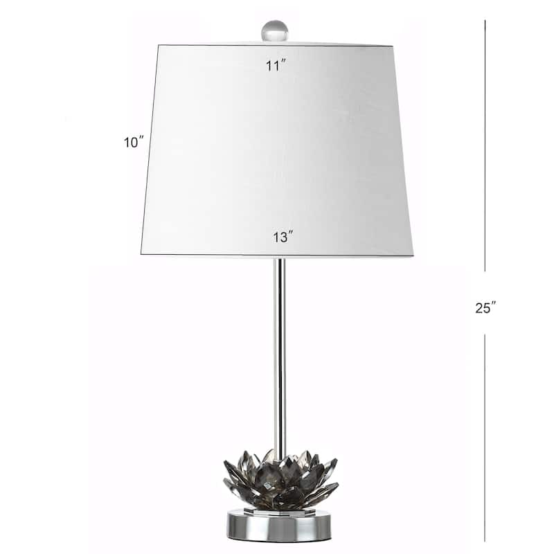 Bamboo Lotus 25" Crystal LED Table Lamp, Smoke Gray/Chrome by JONATHAN Y