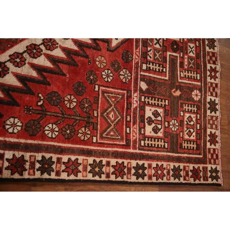 Tribal Qashqai Persian Vintage Area Rug Handmade Wool Carpet - 4'0"x 7'2"