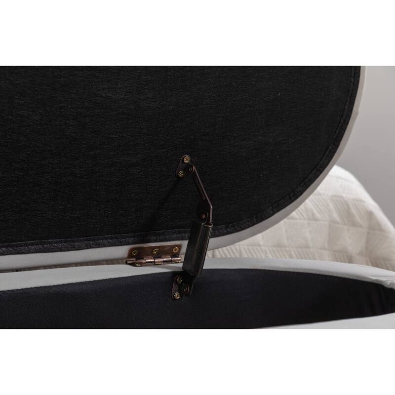 Storage Ottoman Bench with Wood Legs, 44.88" Upholstered Velvet Storage Bench for End of Bed Oval Storage Ottoman