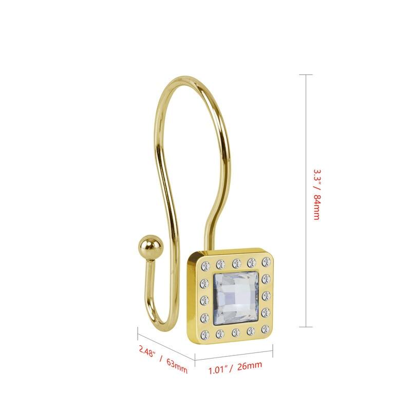 Utopia Alley Double Shower Curtain Hooks for Bathroom, Crystal Design, Set of 12
