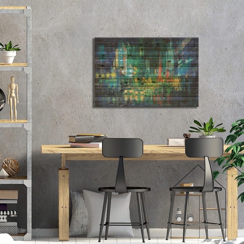New York City, Times Square Print On Wood by Christopher Clark - Multi-Color