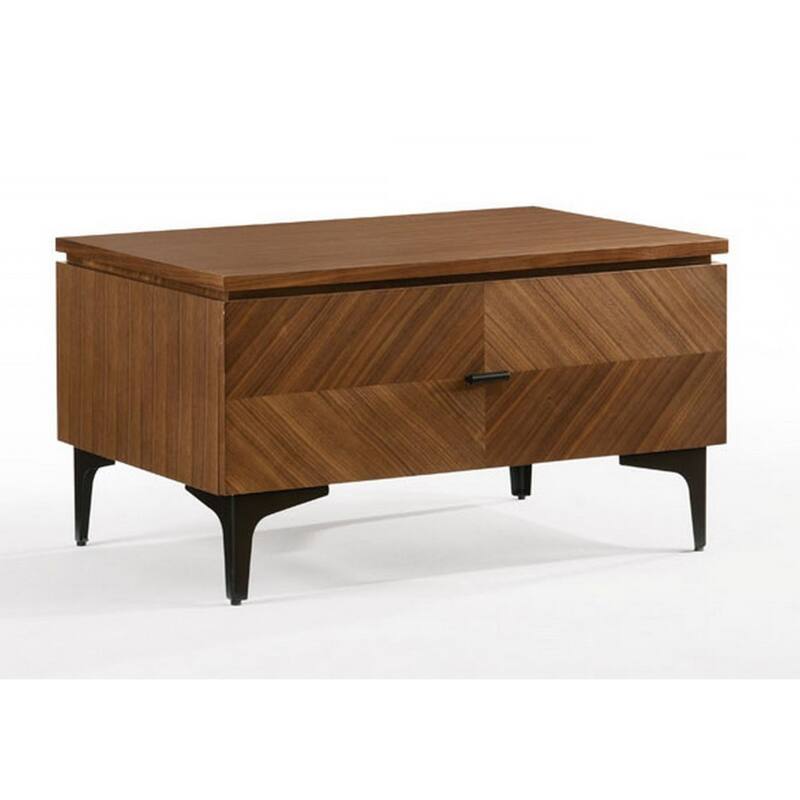 16” Walnut Nightstand with Metal Handle Soft-Close Drawer and Storage for Bedroom