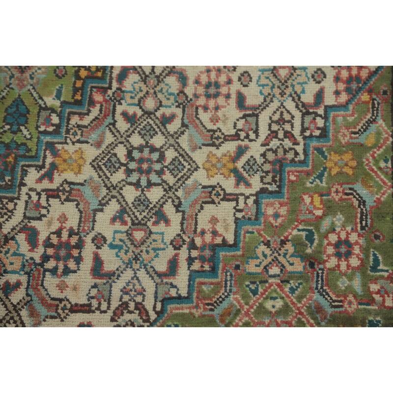 Hand Knotted Oriental 100% Wool Carpet Traditional Medallion Green Tabriz Area Rug - 9' 3'' X 6' 4''
