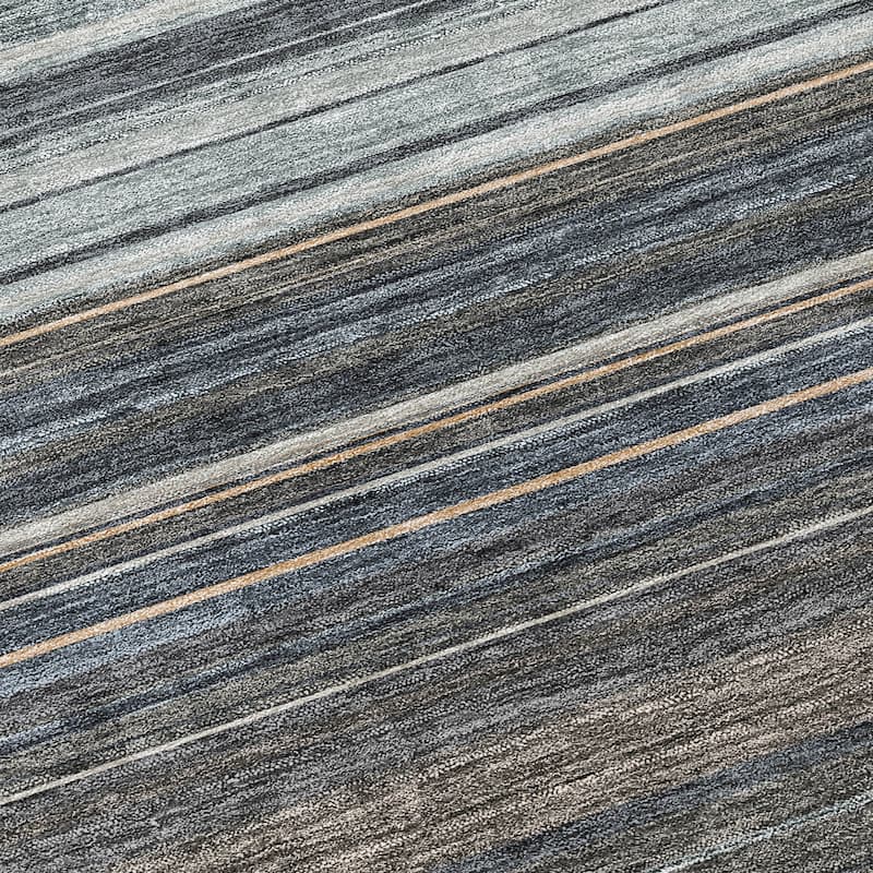 Machine Washable Indoor/ Outdoor Ombre Stripes Chantille Rug