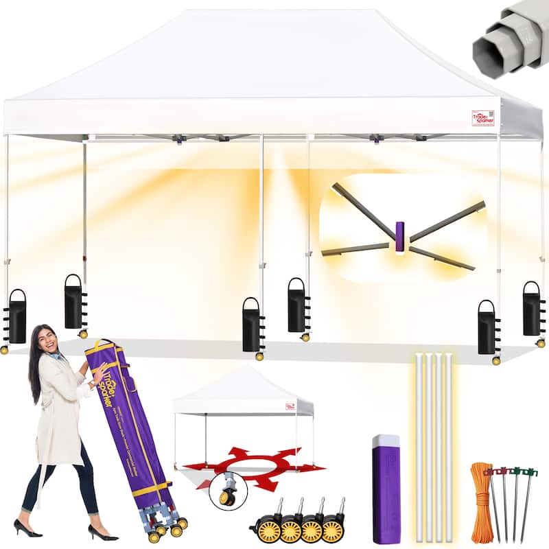 Tradesparker Ez Pop Up Canopy Tent Commercial Instant Canopies - 10x20ft without sidewall - White