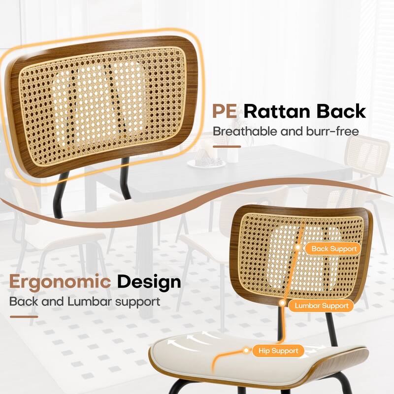 Faux Leather Upholstered Dining Chairs Set of 2/4 - 33.5"H x 19.3"W x 23"D