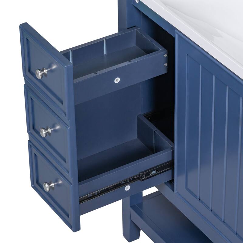 36 Inch Freestanding Bathroom Vanity Set with Drawers and Ceramic Sink