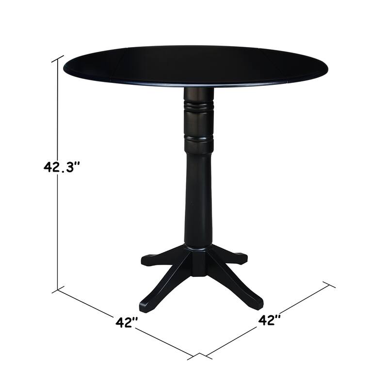 Round Dual Drop Leaf 42" Pedestal Table - Black