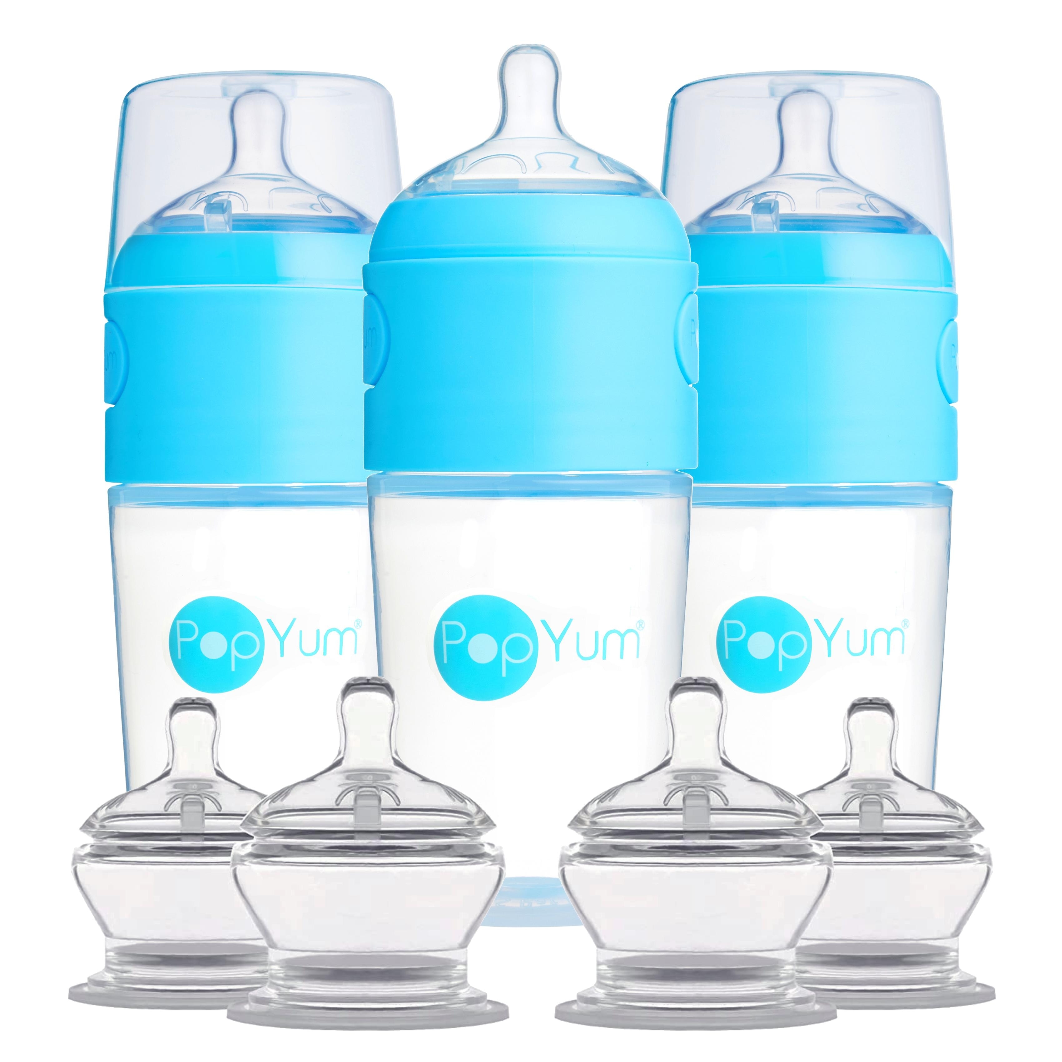 PopYum Orange 9oz Baby Bottle + Nipple 7 Piece Bundle