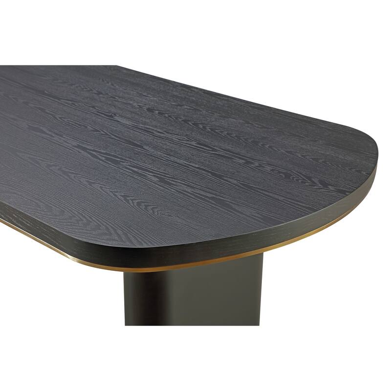 Doheny Wood and Metal Oval Dining Table in Black and Brass - 30" x 79" x 39"