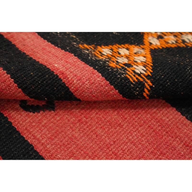 Hand Woven Oriental 100% Wool Carpet Southwestern Tribal Oranges & Rust Kilim Area Rug - 8' 9'' X 4' 8''