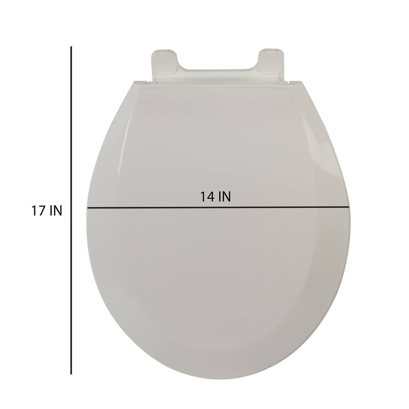 Bath Bliss Deluxe Plastic Beveled Round Toilet Seat in White - 14.2"x 17.5"x 2.1"