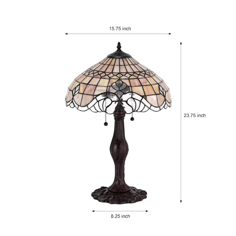 Tiffany-style Pearl White Baroque Table Lamp
