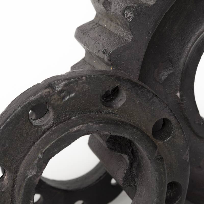 Matte Black Industrial Cogs Bookends - 8.0709" H x 4" W x 13.5827" D