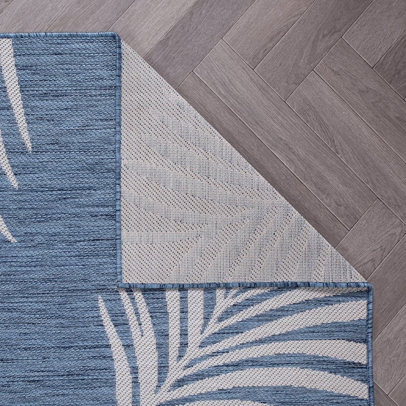 World Rug Gallery Contemporary Palm Leaves Textured Flat Weave Indoor/Outdoor Area Rug