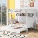 preview thumbnail 17 of 22, Full Over Full Bunk Bed with Twin Trundle and Bookshelf, Solid Pine Wood Frame, Separable Design, for Kids and Teens White