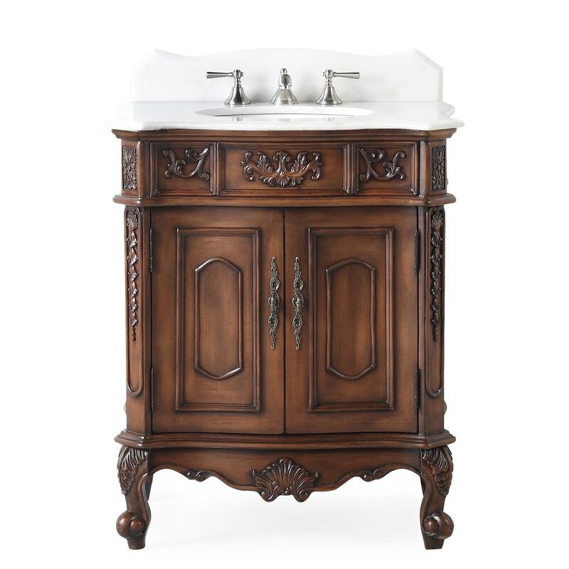 30" Old Timer Classic Ellenton Bathroom Sink Vanity & Mirror Set - Brown