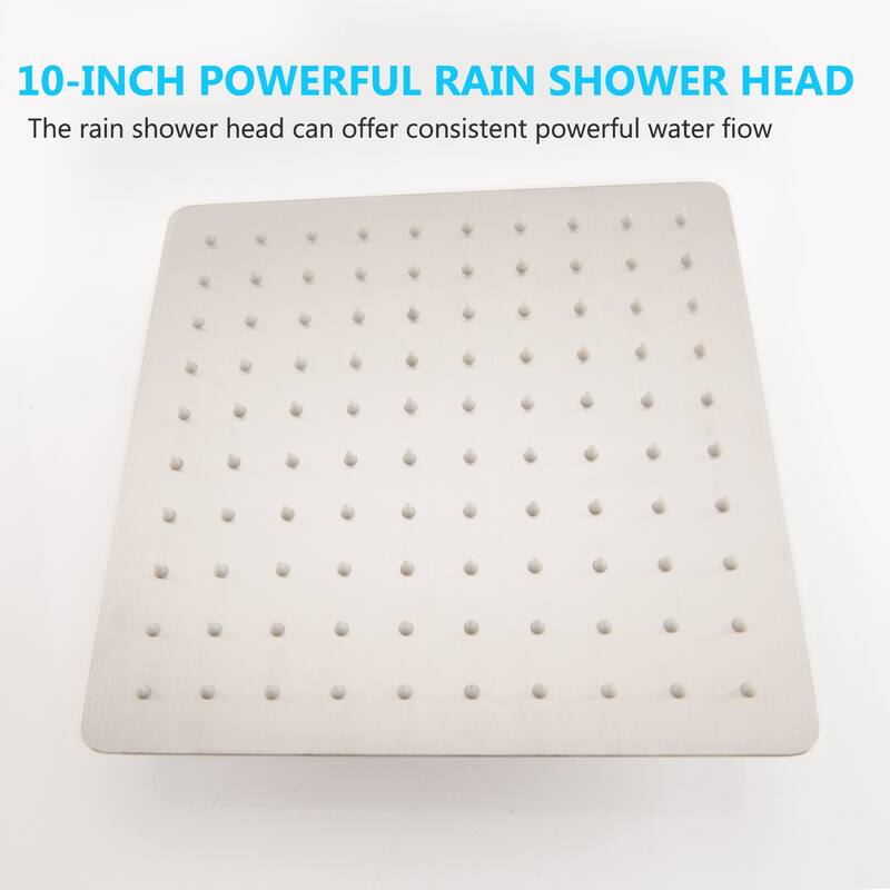 Proox 10" Wall Mounted Rain Shower Head 2.5GPM Square Shower Handheld