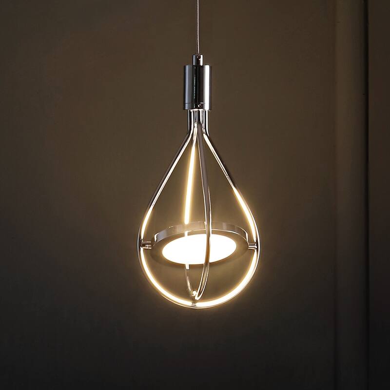 Scribble 5.5" Adjustable Modern Integrated 1-Light Cluster LED Metal Pendant, Chrome by JONATHAN Y