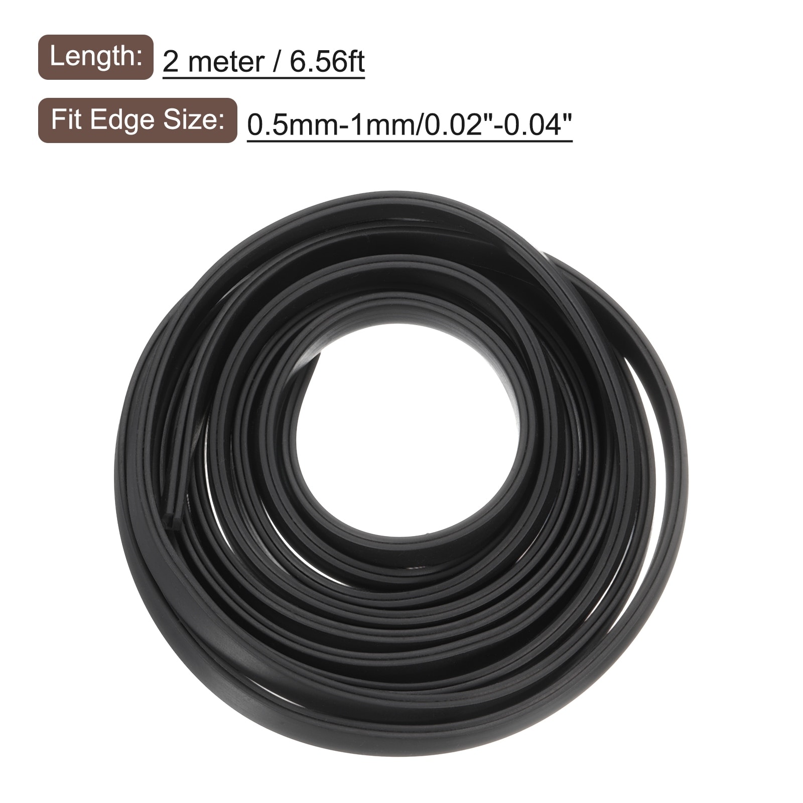 U Channel Edge Trim, Rubber Guard Seal Strip Edge Protector Flat Type - Black