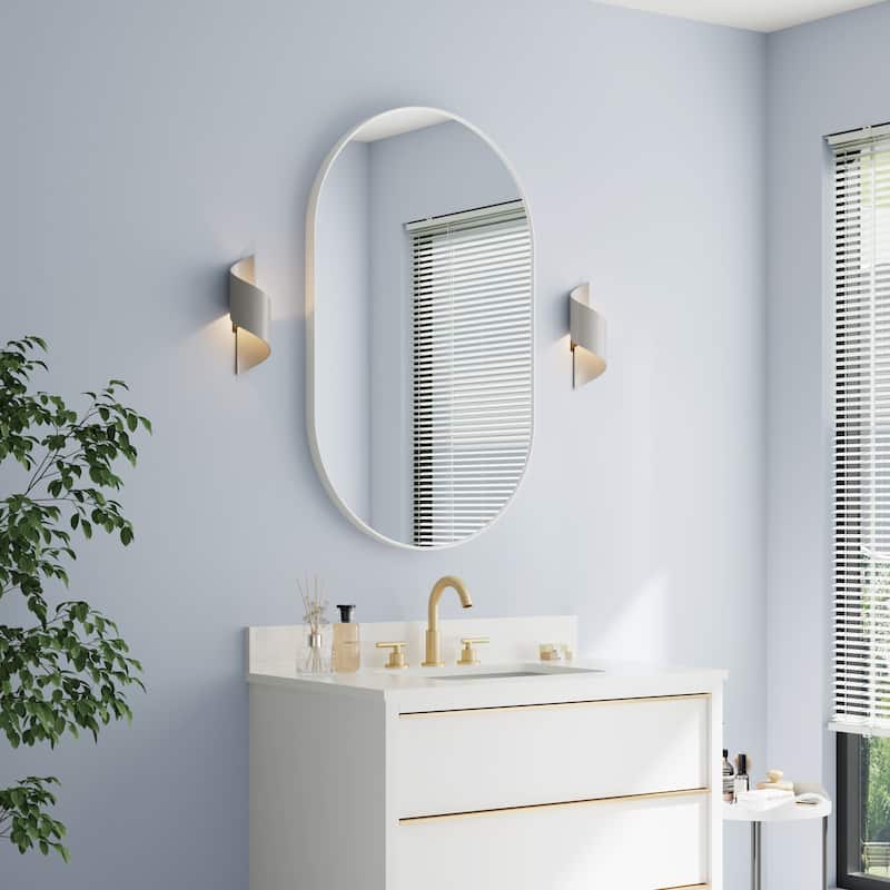 Bathroom Wall Mounted Oval Metal Framed Mirror