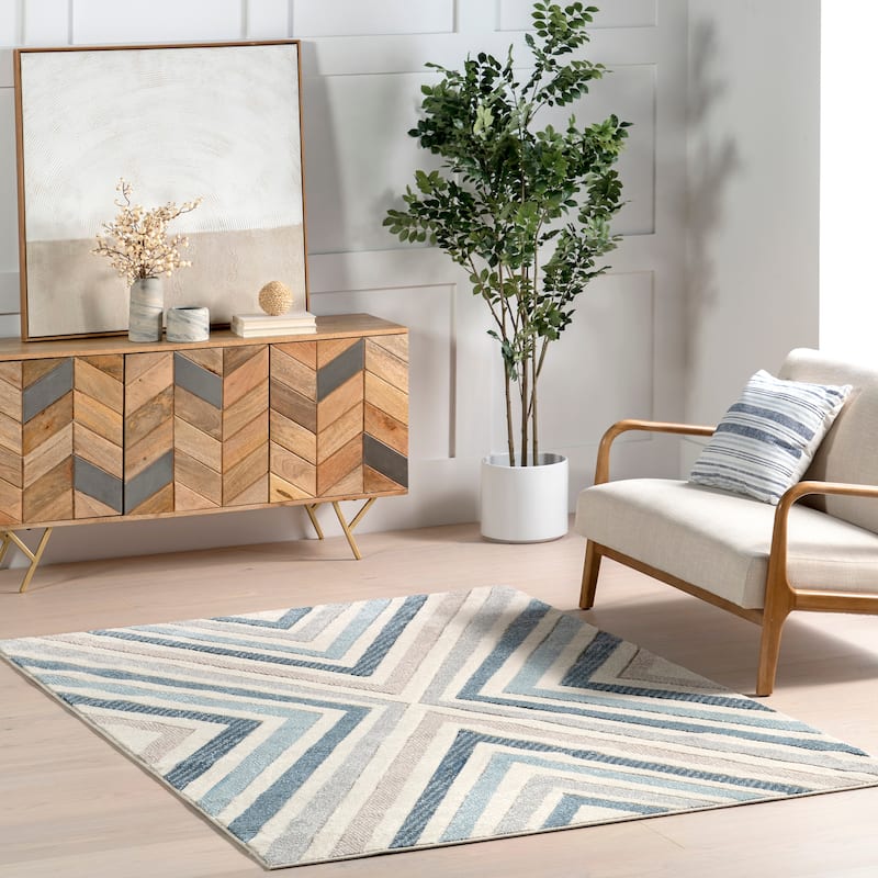Nuloom Neveah Contemporary Chevron Area Rug - 8' 10" x 12' - Blue