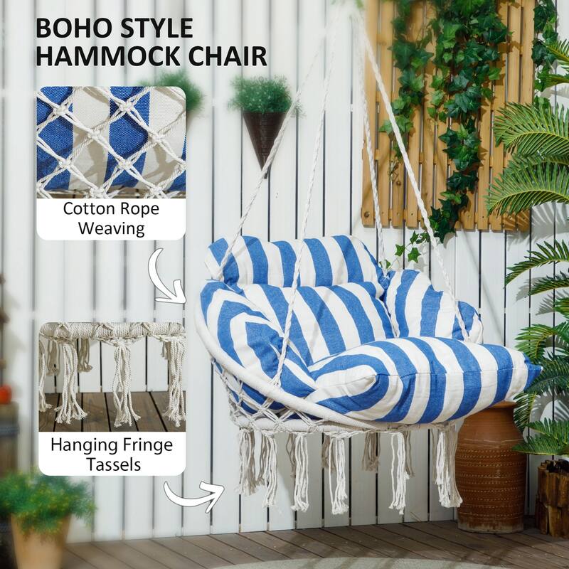 Hanging Swing Chair with Large Cushion and Adjustable Chain - 31.5" W x 23.6" D x 15.7" H
