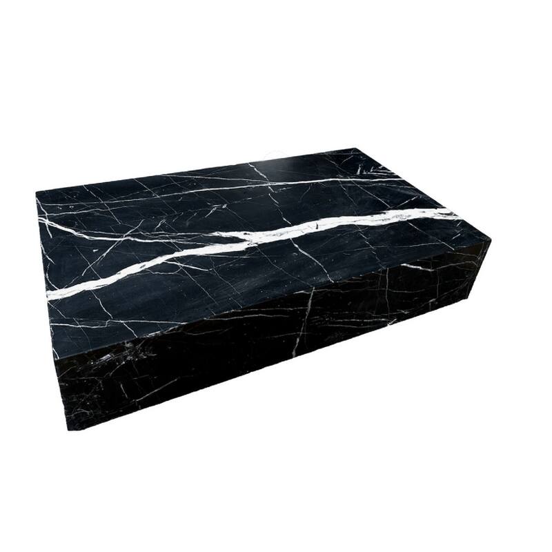 BETACH Genuine Marble Block Coffee Table - Nero Black Marble