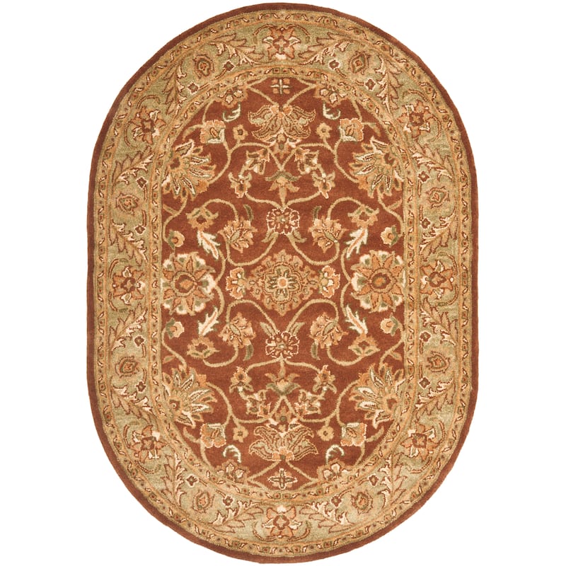 SAFAVIEH Handmade Golden Effie Tomika Traditional Oriental Wool Rug - 4'6" x 6'6" Oval - Rust/Green