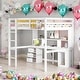 preview thumbnail 2 of 12, Contemporary Full Size Loft Bed with Multi-storage Desk, LED light and Bedside Tray, Charging Station, Sturdy Wood Frame, White