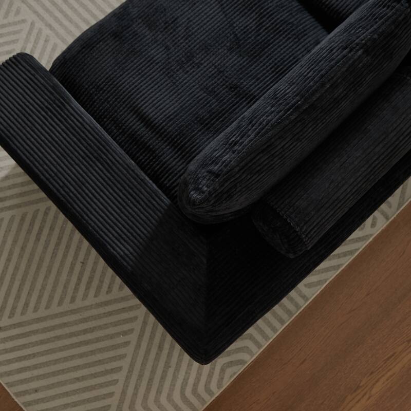 L-Shaped Sectional Sofa with Chaise Lounge, Corduroy Upholstered Boneless Couch, Module Corner Sofa with 3 Pillows