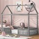 preview thumbnail 4 of 23, Twin Size Wood House Bed with Fence and Door
