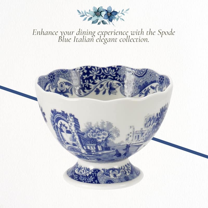 Spode Blue Italian Footed Serving Bowl - 4.75-Inch