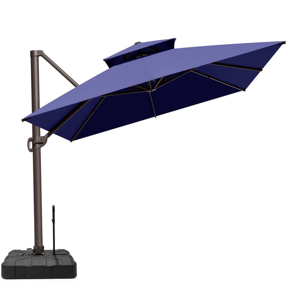 Outdoor Patio 10 x 13 FT Aluminum Cantilever Umbrella Double Top with Rod Base