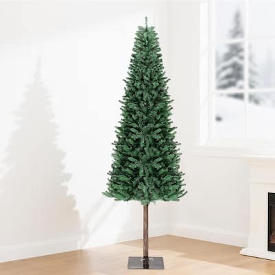 6/7.5FT Pre-Lit Pencil Christmas Tree with Warm White Lights - N/A