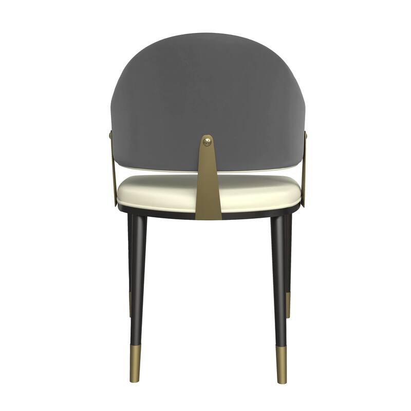 Leather Dining Chair in Iron Set of 2 with Gold Accents Design Modern Ergonomic Side Arm Chair