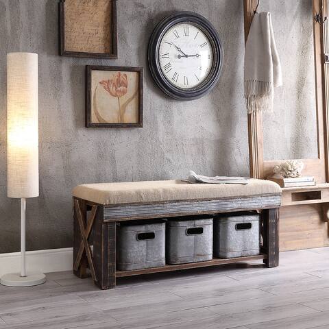 Richmond Natural and Galvanized 1-shelf 3-Bin Bench - 18.25'' H x 42'' W x 15.75'' D