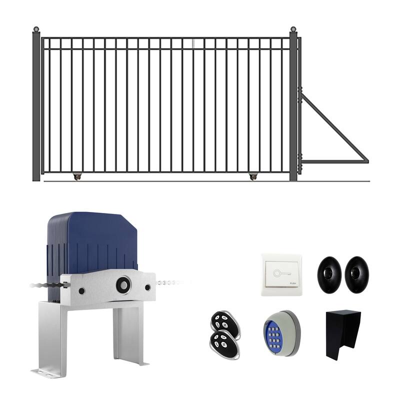 ALEKO Garden Steel Single Sliding 12 ft Driveway Gate Madrid Style with Gate Opener